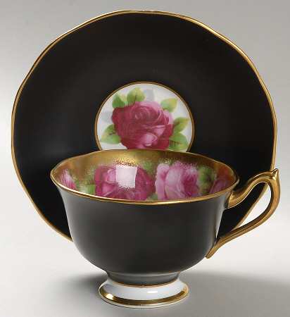 Old English Rose Matte Footed Cup & Saucer Set