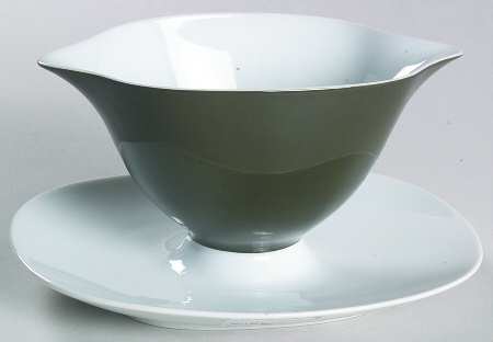 Secunda Olive Green Gravy Boat with Attached Underplate