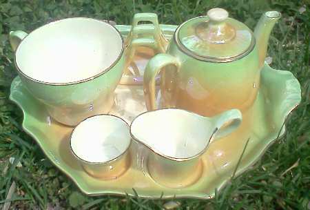 Lustreware Green Orange 6-Piece Breakfast Set (Footed Cup)