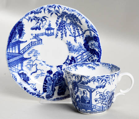 Blue Mikado (No Trim) Flat Cup & Saucer Set