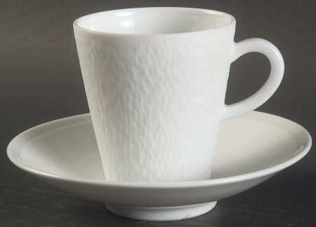 Mineral Sable White Flat Demitasse Cup & Saucer Set