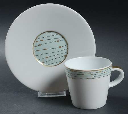 Pluies Green Flat Cup & Saucer Set