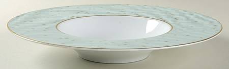 Pluies Green Large Rim Soup Bowl