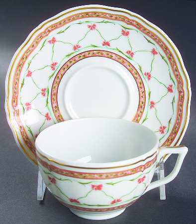 Trellis Rose Flat Cup & Saucer Set