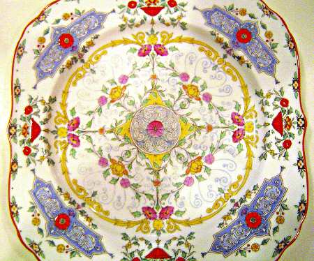 Canopic (Red Flowers and Blue) Square Salad Plate