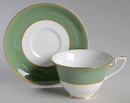 Asprey Sage Green Footed Cup & Saucer Set