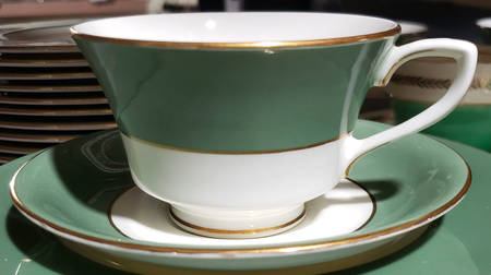 Asprey Sage Green Footed Cup & Saucer Set