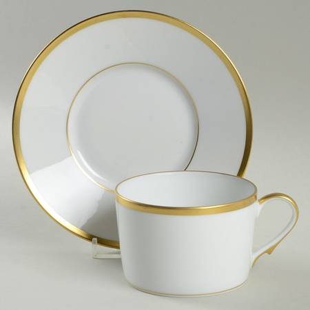 Fontainebleau Gold (No Verge) Flat Cup & Saucer Set