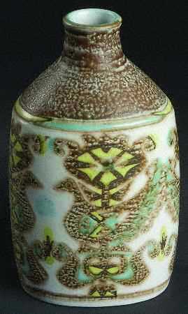 Faience Giftware Brown & Green Faience Vase-Bird - No Box