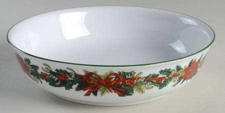 Holly Ribbons Garland 10" Round Serving Bowl
