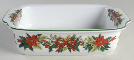 Holly Ribbons Garland 11" Rectangular Baker Oven To Table