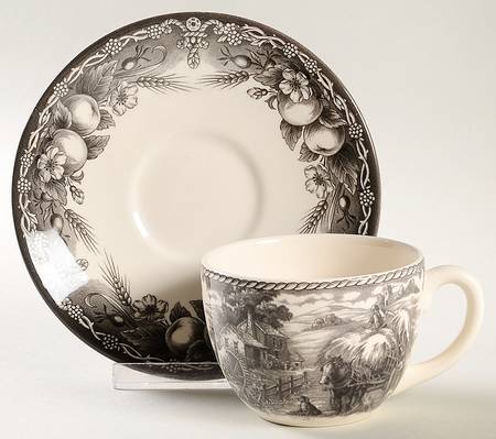 Hayride Black Flat Cup & Saucer Set