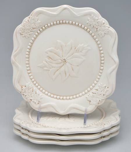 Poinsettia Collection Square Salad Plate - Set of 4
