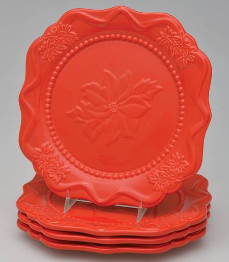 Poinsettia Collection Square Salad Plate - Set of 4
