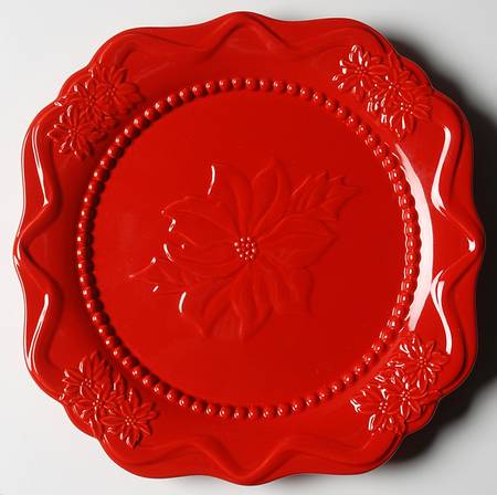Poinsettia Collection Square Salad Plate