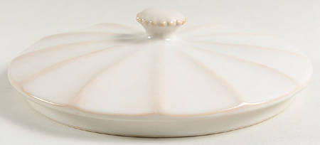 Hobnail Cream Lid for Round Vegetable