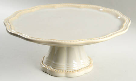Hobnail Cream 12" Diameter Pedestal Cake Stand