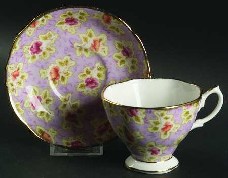 Vintage Floral Collection Footed Cup & Saucer Set