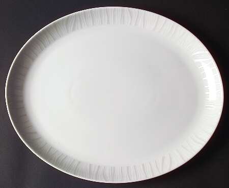 Mirage (White on White) 14" Oval Serving Platter