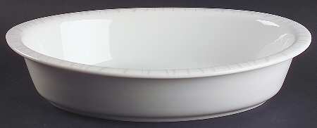 Mirage (White on White) 12" Oval Vegetable Bowl