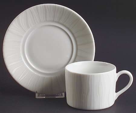 Mirage (White on White) Flat Cup & Saucer Set