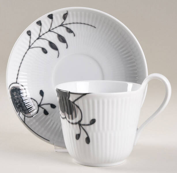 Mega Black Flat Cup & Saucer Set by Royal Copenhagen