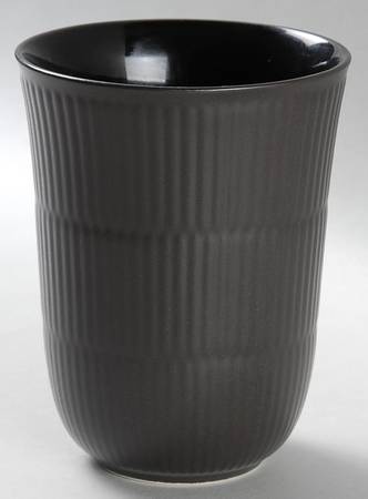 Black Plain Fluted Large Thermal Cup