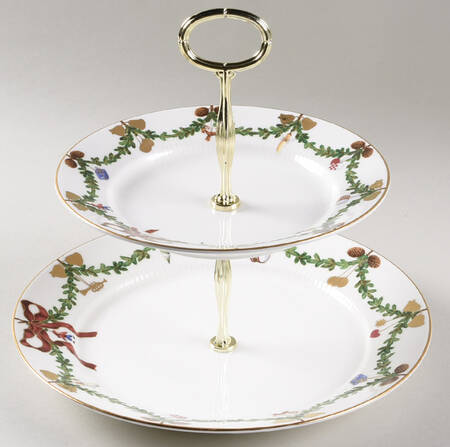 Star Fluted 6 5/8"-10"  2 Tiered Serving Tray (Dp, Sp) HC