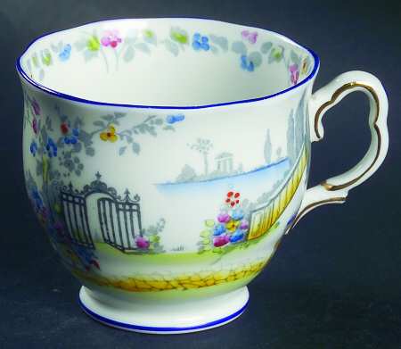 Rosedale (Blue Trim) Footed Cup