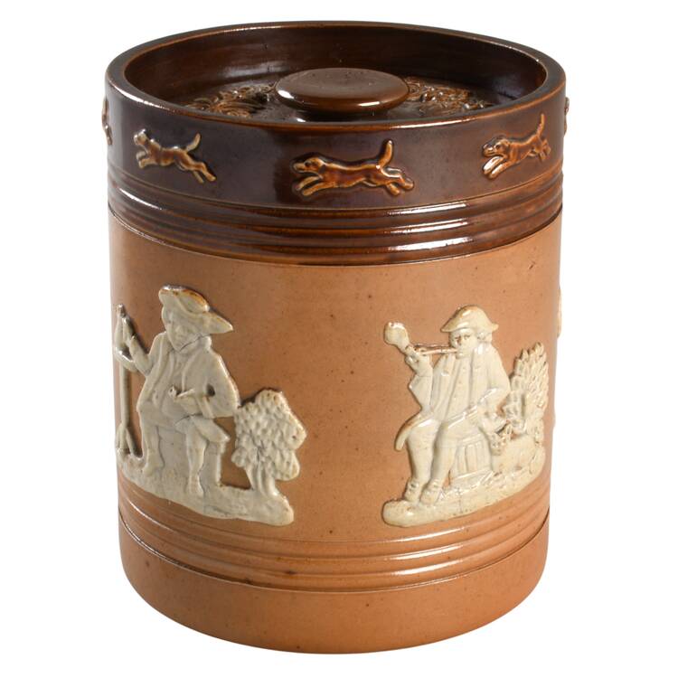 Lambeth Hunting Scene Tobacco Jar & Lid