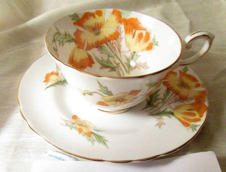 Lake Louise Poppy Footed Cup & Saucer Set