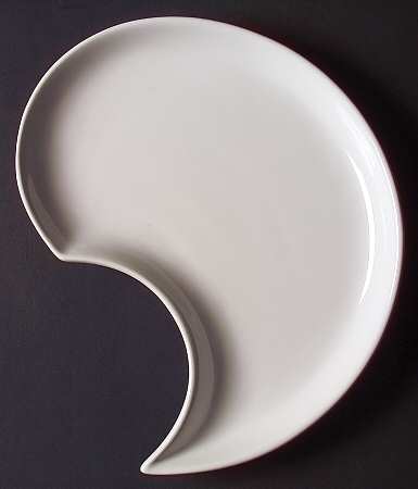 Bay Leaves White 3 Piece Chip/Dip Set, Interlocking Plate Only