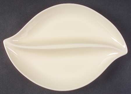 Bay Leaves Cream Oval Divided Server