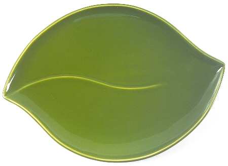 Bay Leaves Dark Green 14" Oval Serving Platter