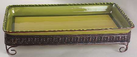 Fleuron 15" Rectangular Baker w/Metal Stand