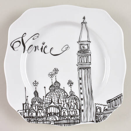 Bon Voyage Square Dessert Plate