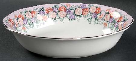 Rose Garland 9" Oval Vegetable Bowl