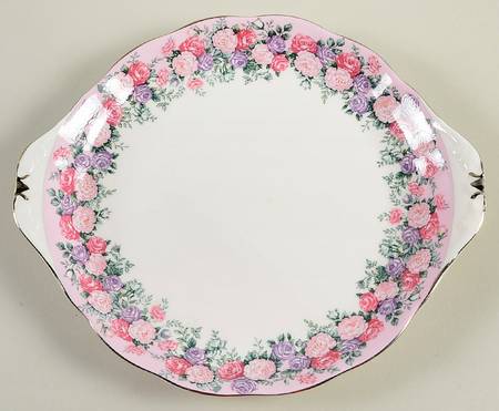 Rose Garland Handled Cake Plate
