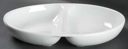 Classic White (Classic Shape) 11" Oval Divided Vegetable Bowl