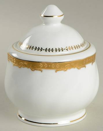 Crown Swirl Gold Sugar Bowl & Lid