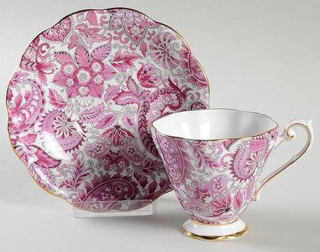 1445 Pink Footed Cup & Saucer Set