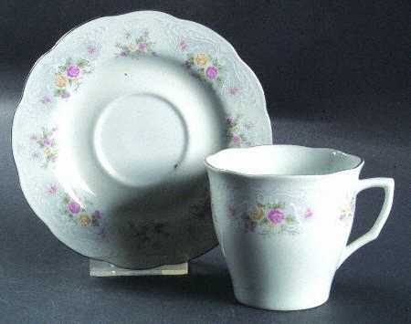 Spring Garden (Platinum Trim) Flat Cup & Saucer Set