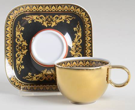 Medusa Red (Square) Espresso Cup and Saucer Set