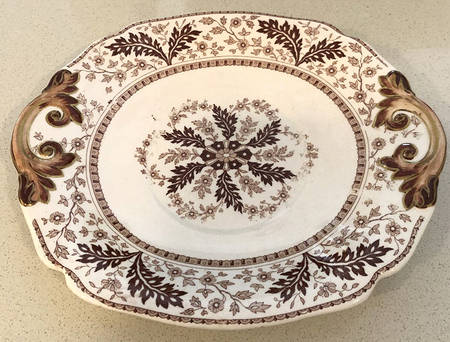 Deak Brown Handled Cake Plate