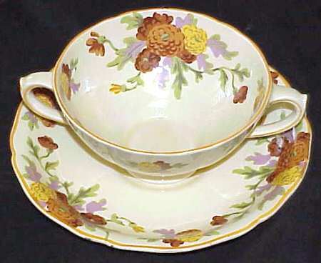 Marigold Footed Cream Soup Bowl & Saucer Set