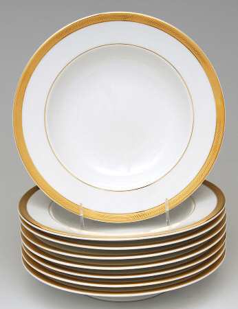 Elegance Gold Large Rim Soup Bowl - Set of 8