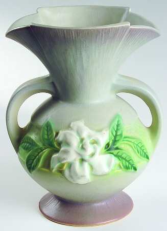 Gardenia Silver Haze Gray 8" Flared, Handled, Footed Vase