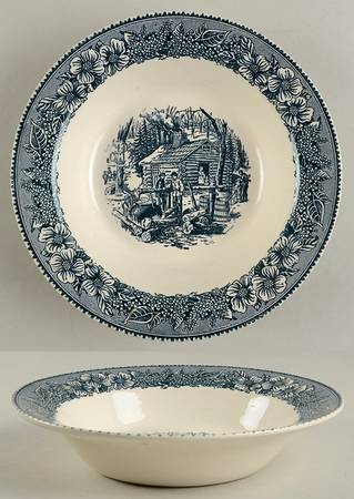 Pilgrim Blue Gray 9" Round Vegetable Bowl