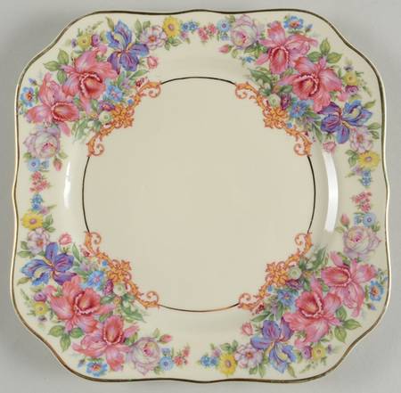 Gwendolyn (Yellow or Yellow & Red Scrolls) Square Salad Plate