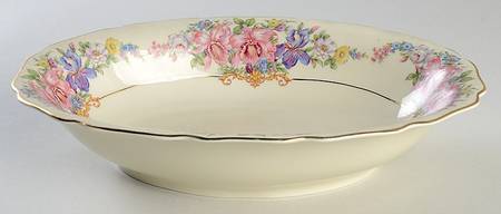 Gwendolyn (Yellow or Yellow & Red Scrolls) 10" Oval Vegetable Bowl